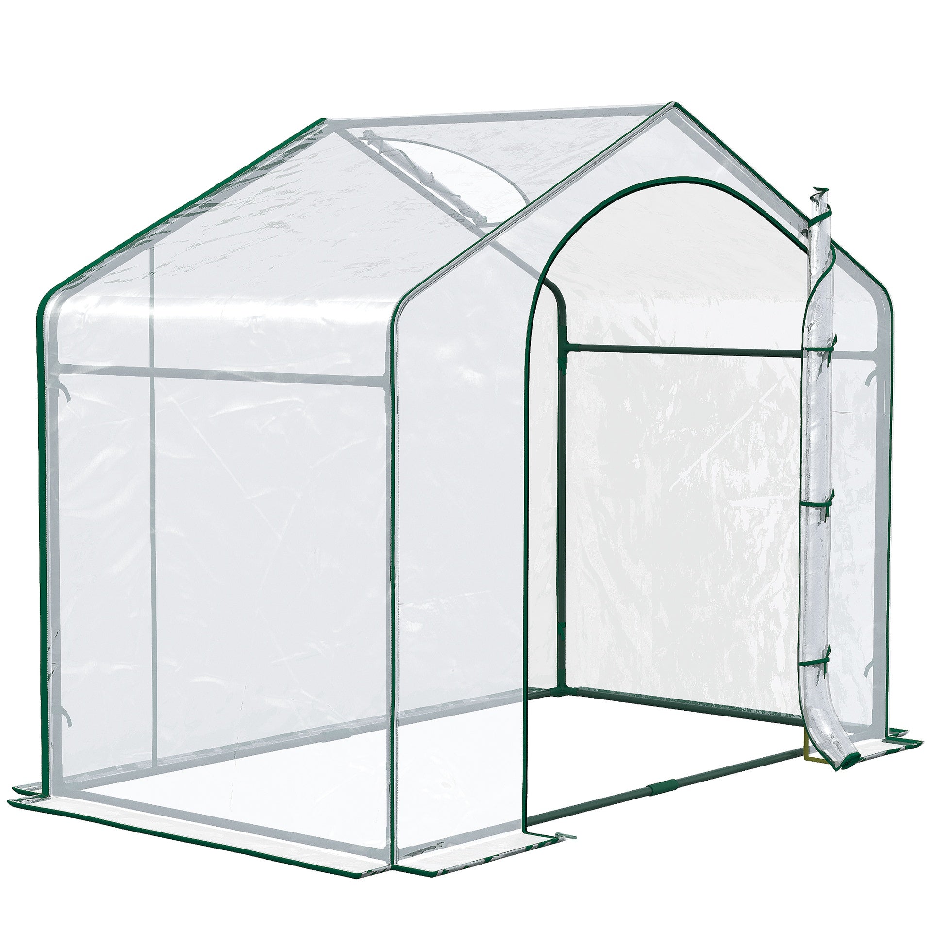Outsunny 6' x 3' x 5' Portable Walk-in Greenhouse, Plastic Cover, Steel Frame Garden Hot House, Zipper Door, Top Vent for Flowers, Vegetables, Saplings, Tropical Plants, Clear