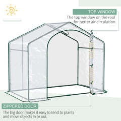 Outsunny 6' x 3' x 5' Portable Walk-in Greenhouse, Plastic Cover, Steel Frame Garden Hot House, Zipper Door, Top Vent for Flowers, Vegetables, Saplings, Tropical Plants, Clear