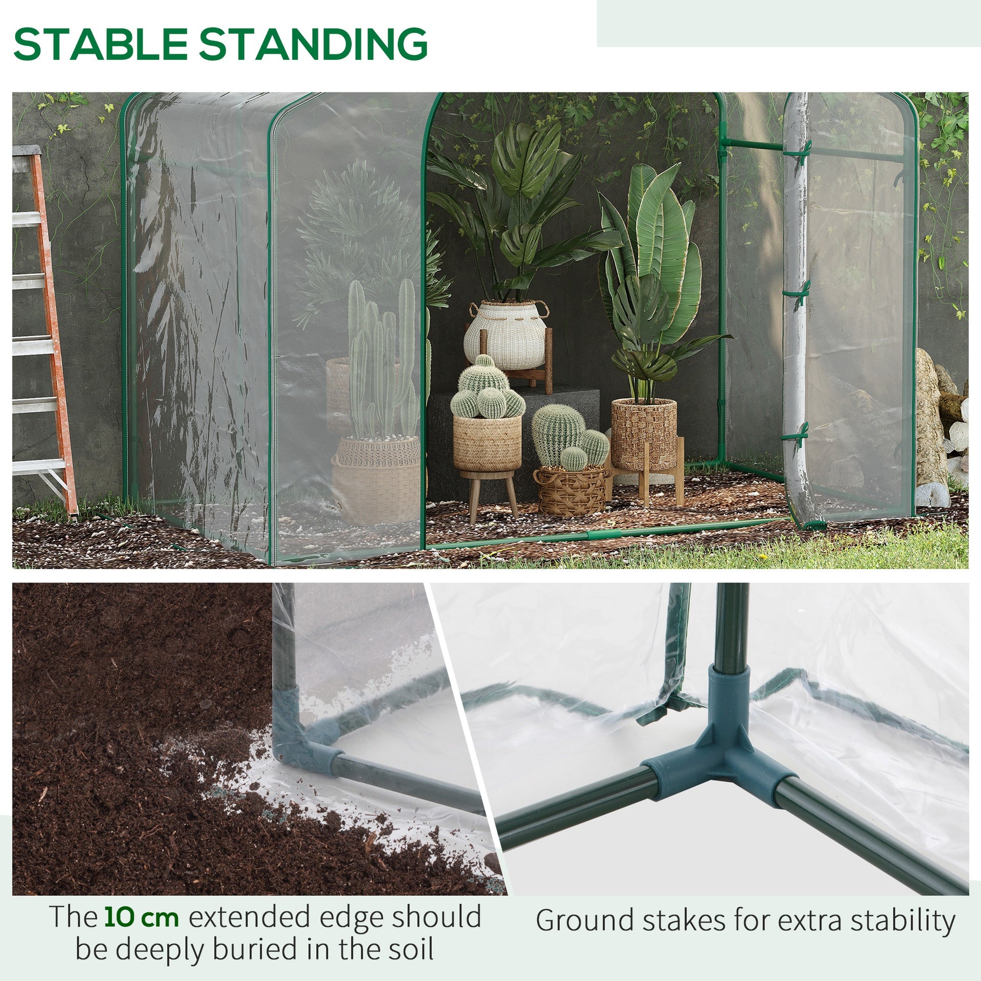 Outsunny 6' x 3' x 5' Portable Walk-in Greenhouse, Plastic Cover, Steel Frame Garden Hot House, Zipper Door, Top Vent for Flowers, Vegetables, Saplings, Tropical Plants, Clear