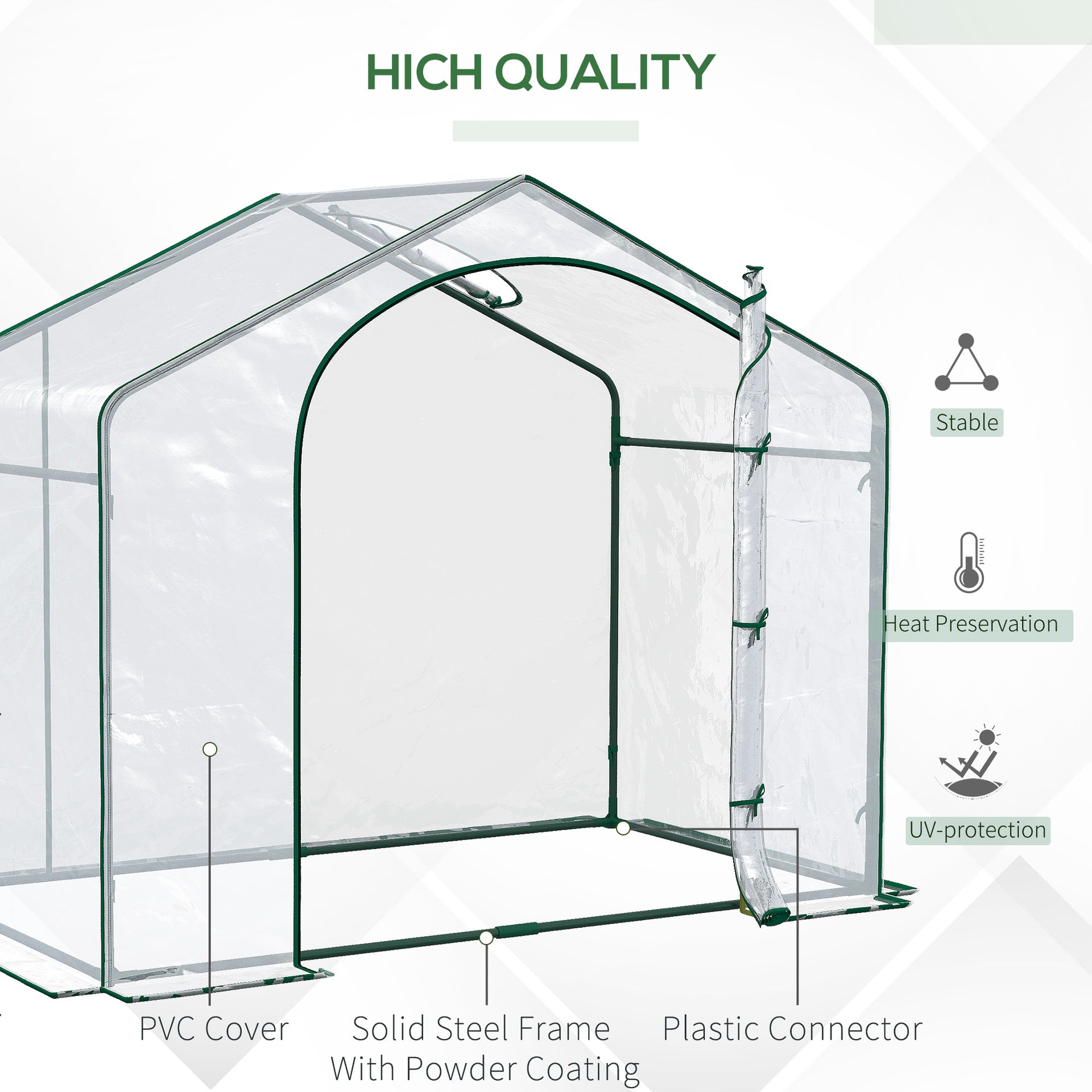Outsunny 6' x 3' x 5' Portable Walk-in Greenhouse, Plastic Cover, Steel Frame Garden Hot House, Zipper Door, Top Vent for Flowers, Vegetables, Saplings, Tropical Plants, Clear