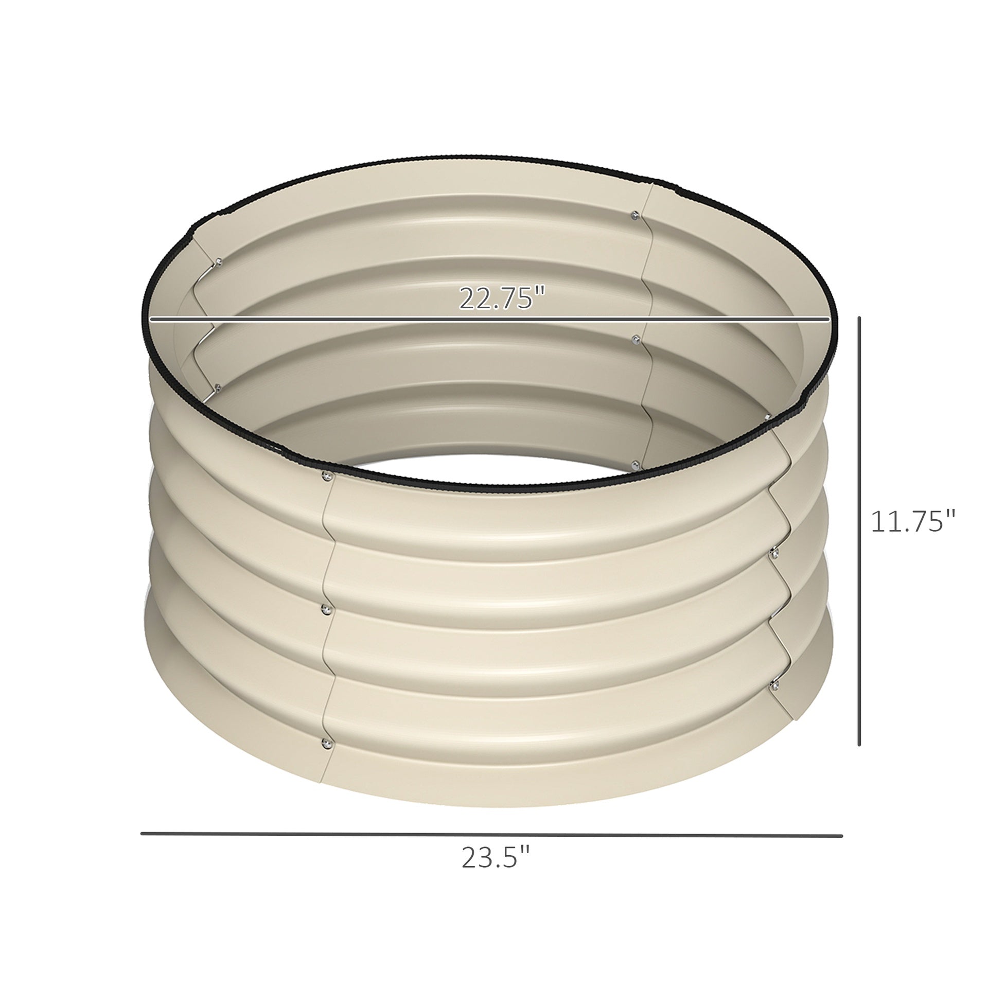 Outsunny Set of 2 Raised Garden Bed, Metal Planter Box with Safety Edging, Easy-to-assemble Stock Tank, Cream