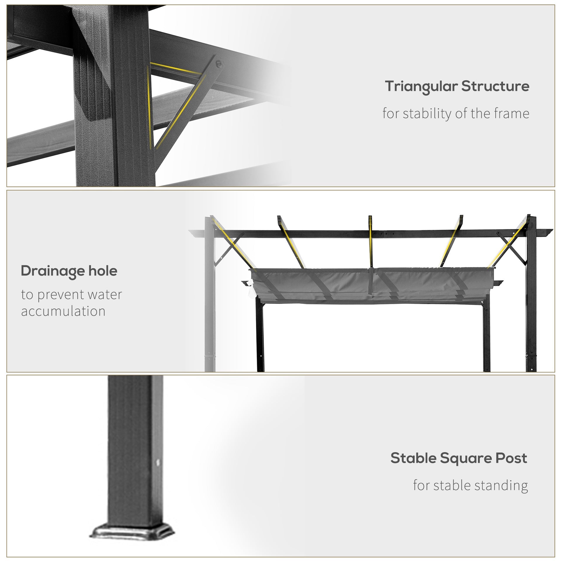 Outsunny 10' x 10' Outdoor Retractable Pergola Canopy, Aluminum Patio Pergola, Backyard Shade Shelter for Garden & Parties, Gray