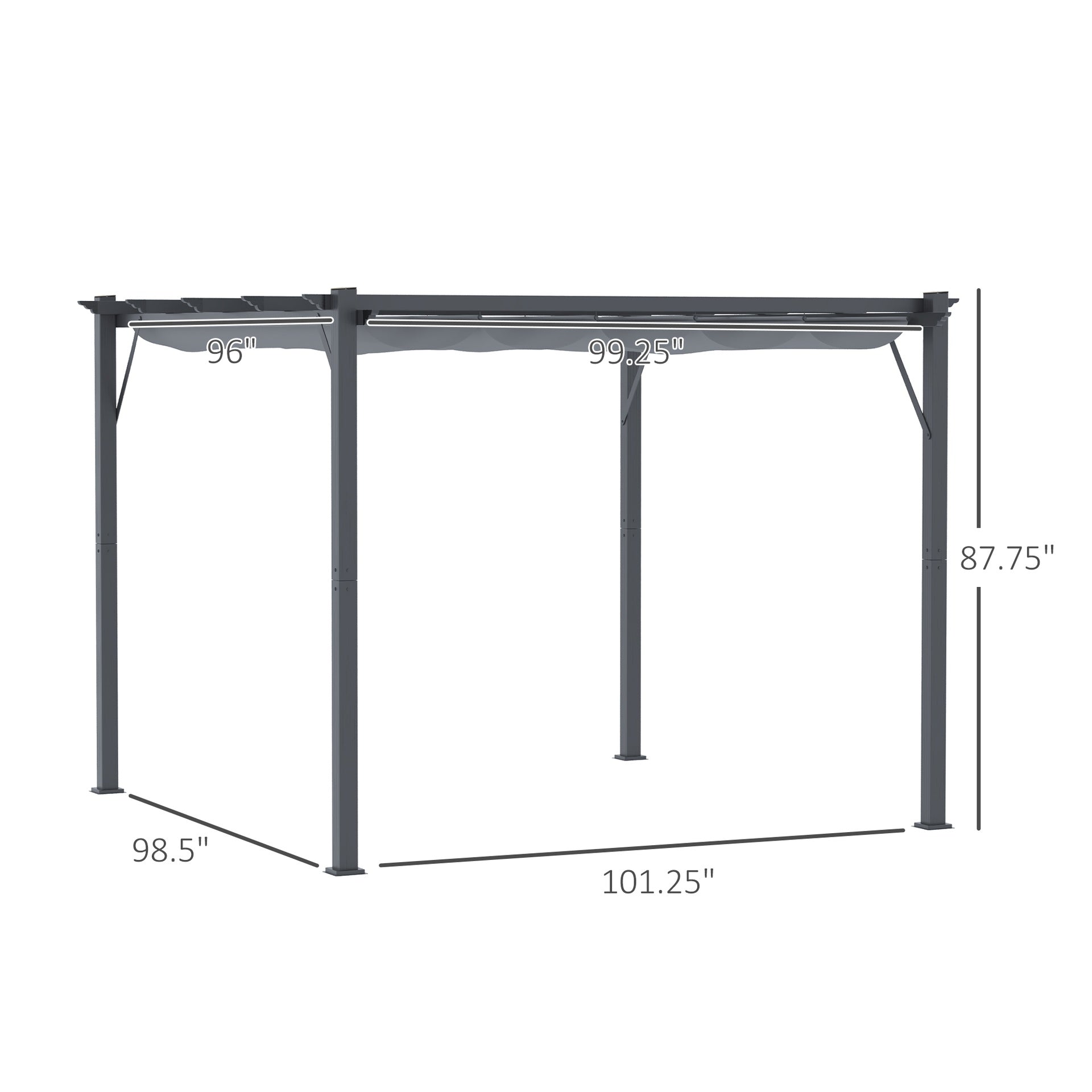 Outsunny 10' x 10' Outdoor Retractable Pergola Canopy, Aluminum Patio Pergola, Backyard Shade Shelter for Garden & Parties, Gray