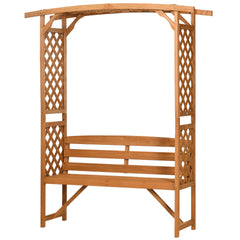 Outsunny Patio Garden Bench, Wooden Bench, Outdoor Bench for Vines/Climbing Plants, Brown