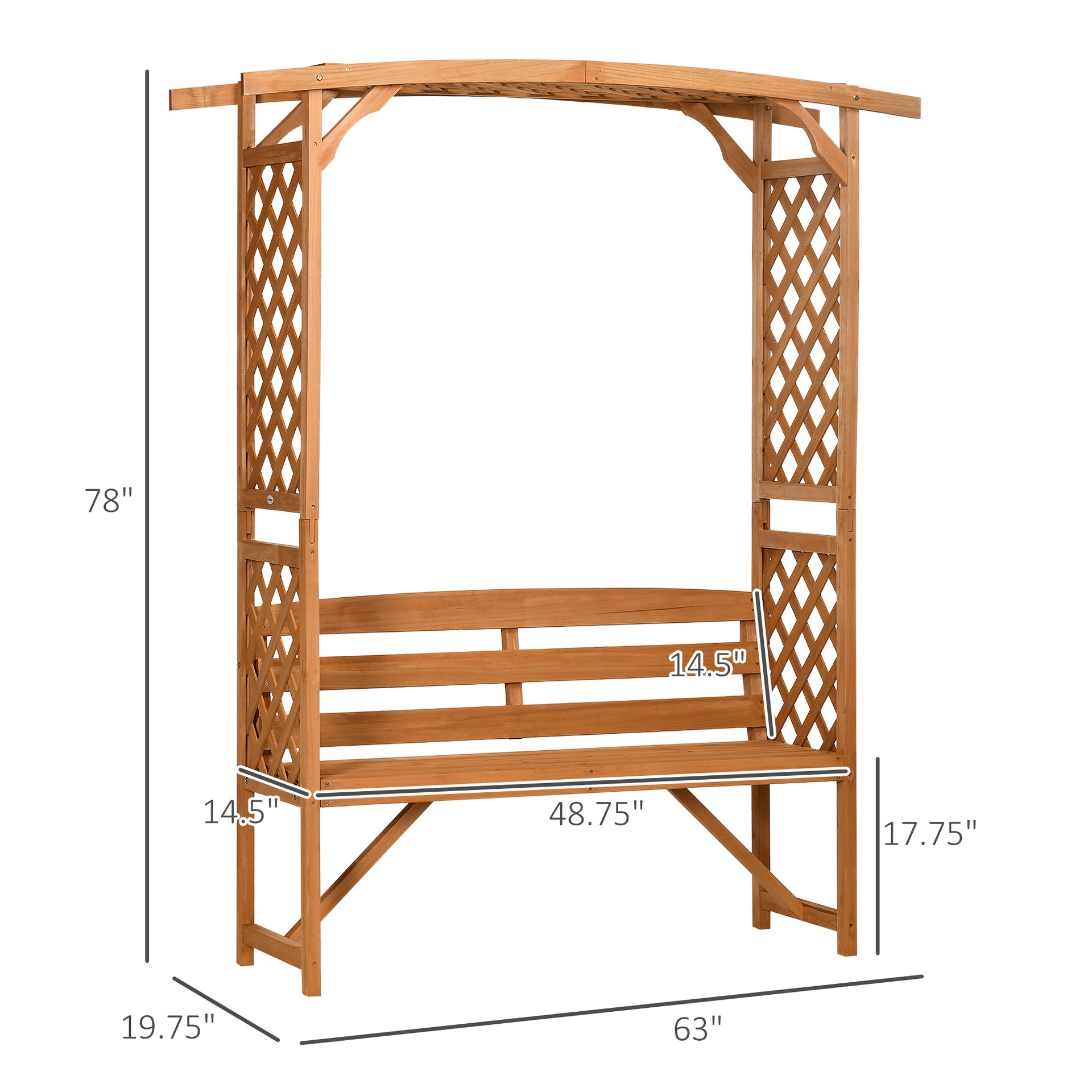 Outsunny Patio Garden Bench, Wooden Bench, Outdoor Bench for Vines/Climbing Plants, Brown