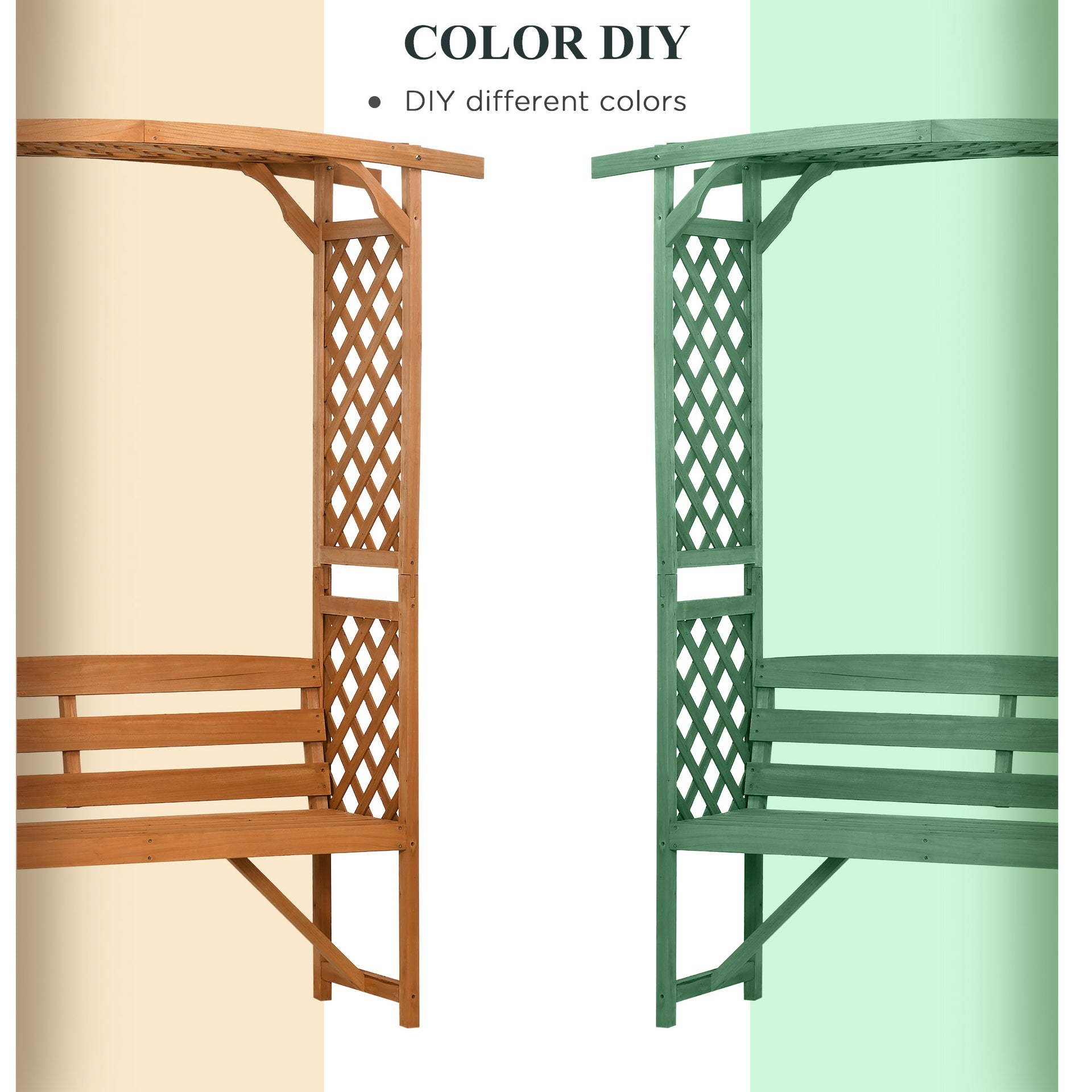 Outsunny Patio Garden Bench, Wooden Bench, Outdoor Bench for Vines/Climbing Plants, Brown