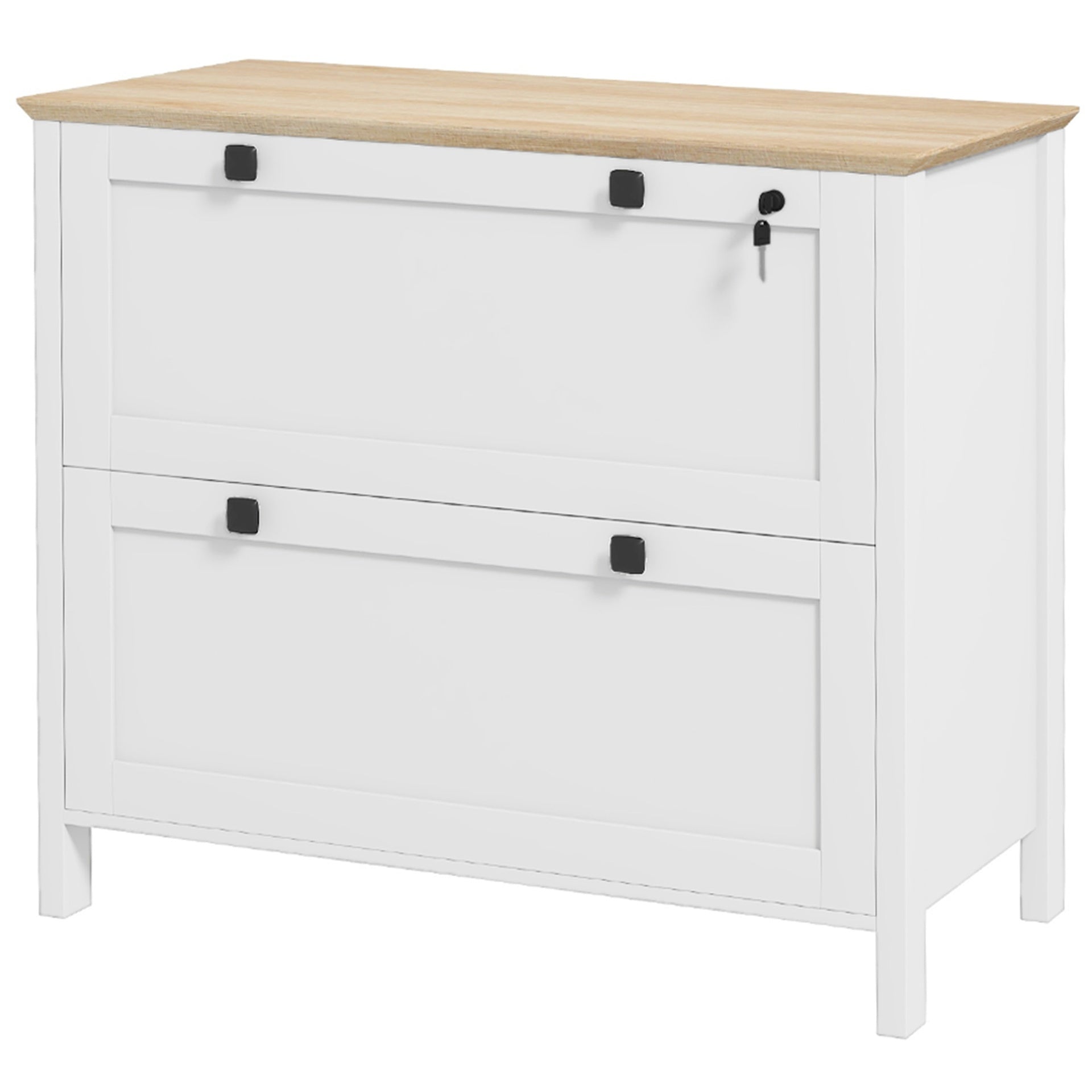 HOMCOM Lateral File Cabinet, 2 Drawer Filing Cabinet with Adjustable Hanging Bar for Letter, A4 and Legal Size, White