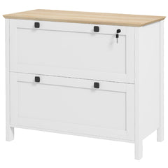 HOMCOM Lateral File Cabinet, 2 Drawer Filing Cabinet with Adjustable Hanging Bar for Letter, A4 and Legal Size, White