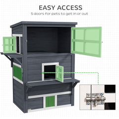 PawHut Cat House, Outdoor 3-Tier Kitty Shelter, Weather Resistant, w/ Escape Door