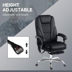 Vinsetto Massage Office Chair, Heated Reclining Computer Chair with Adjustable Height and Footrest, Black