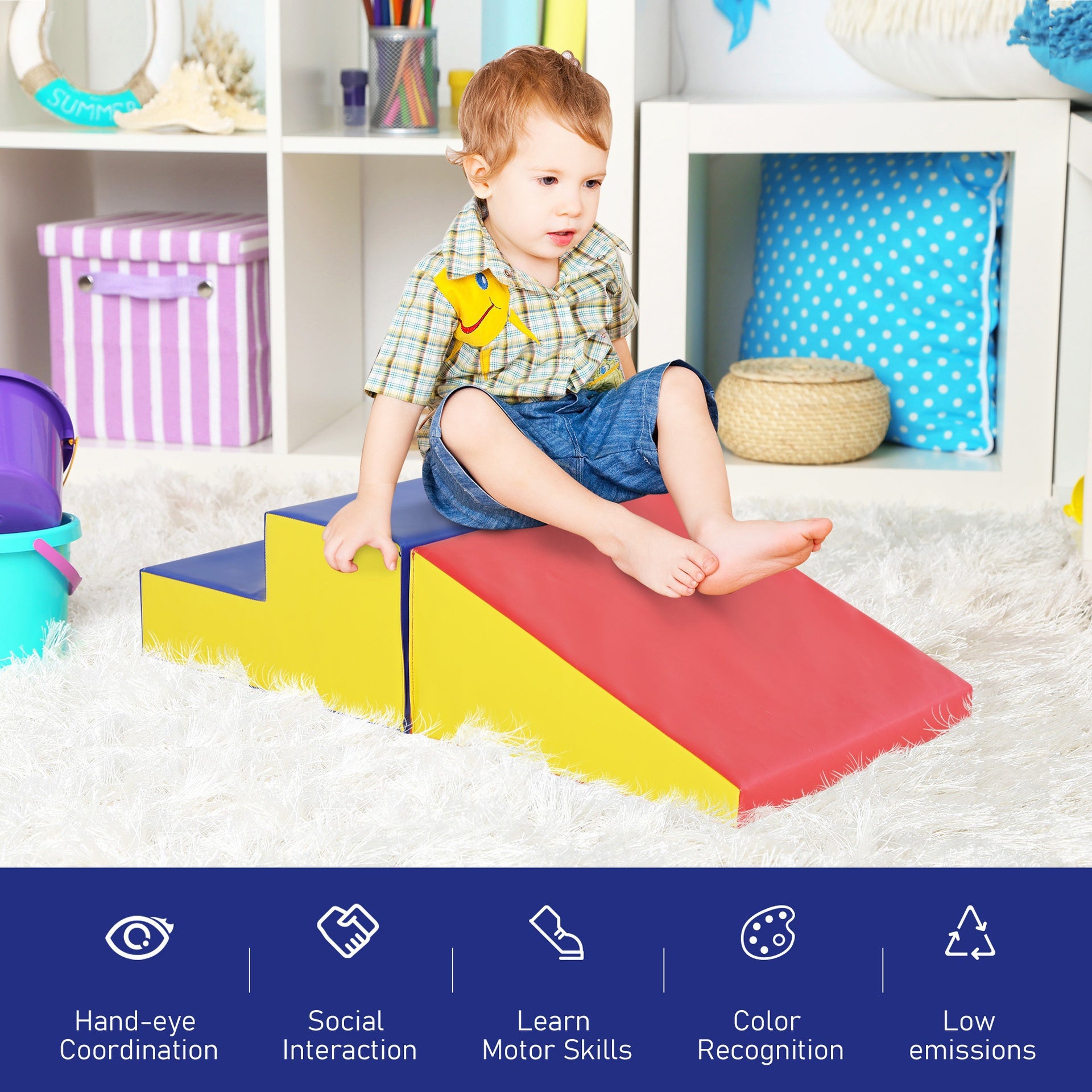 Soozier 2-Piece Climb & Crawl Activity Play Foam Building Blocks for Toddlers with a Soft High-Density Foam Material