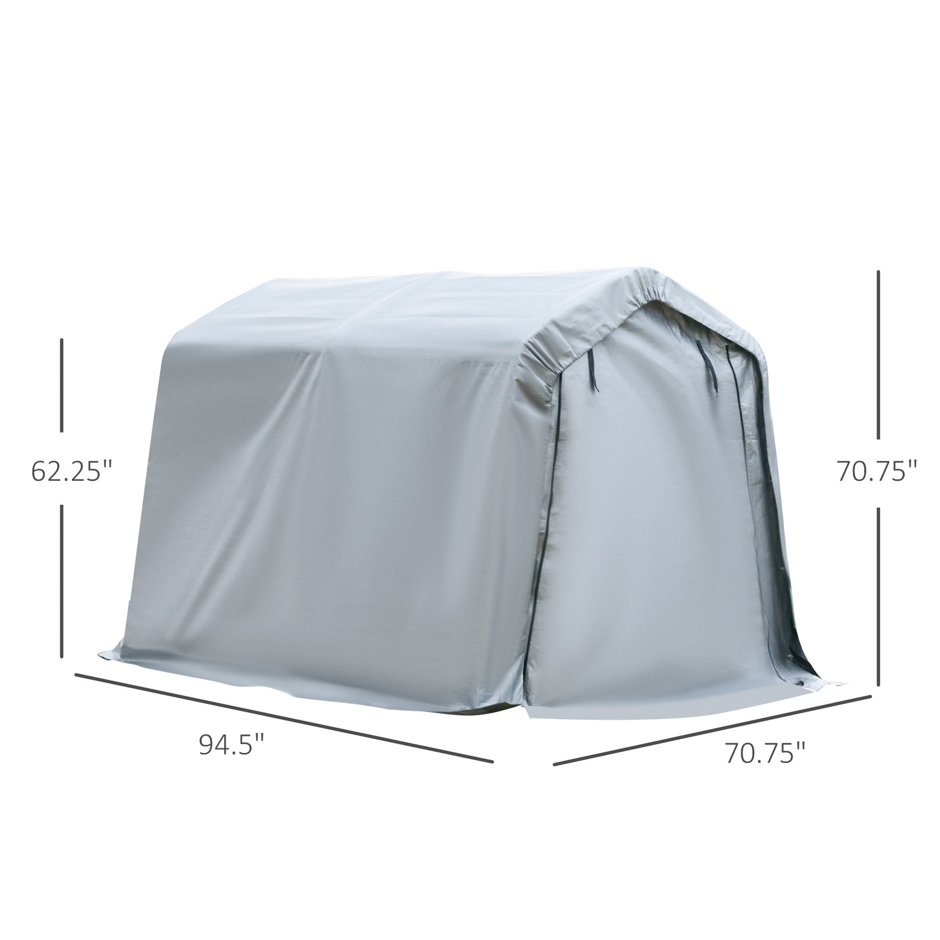 Outsunny 6' x 8' Carport Portable Garage, Heavy Duty Storage Tent, Patio Storage Shelter w/ Anti-UV PE Cover and Double Zipper Doors, for Motorcycle Bike Garden Tools, Light Gray
