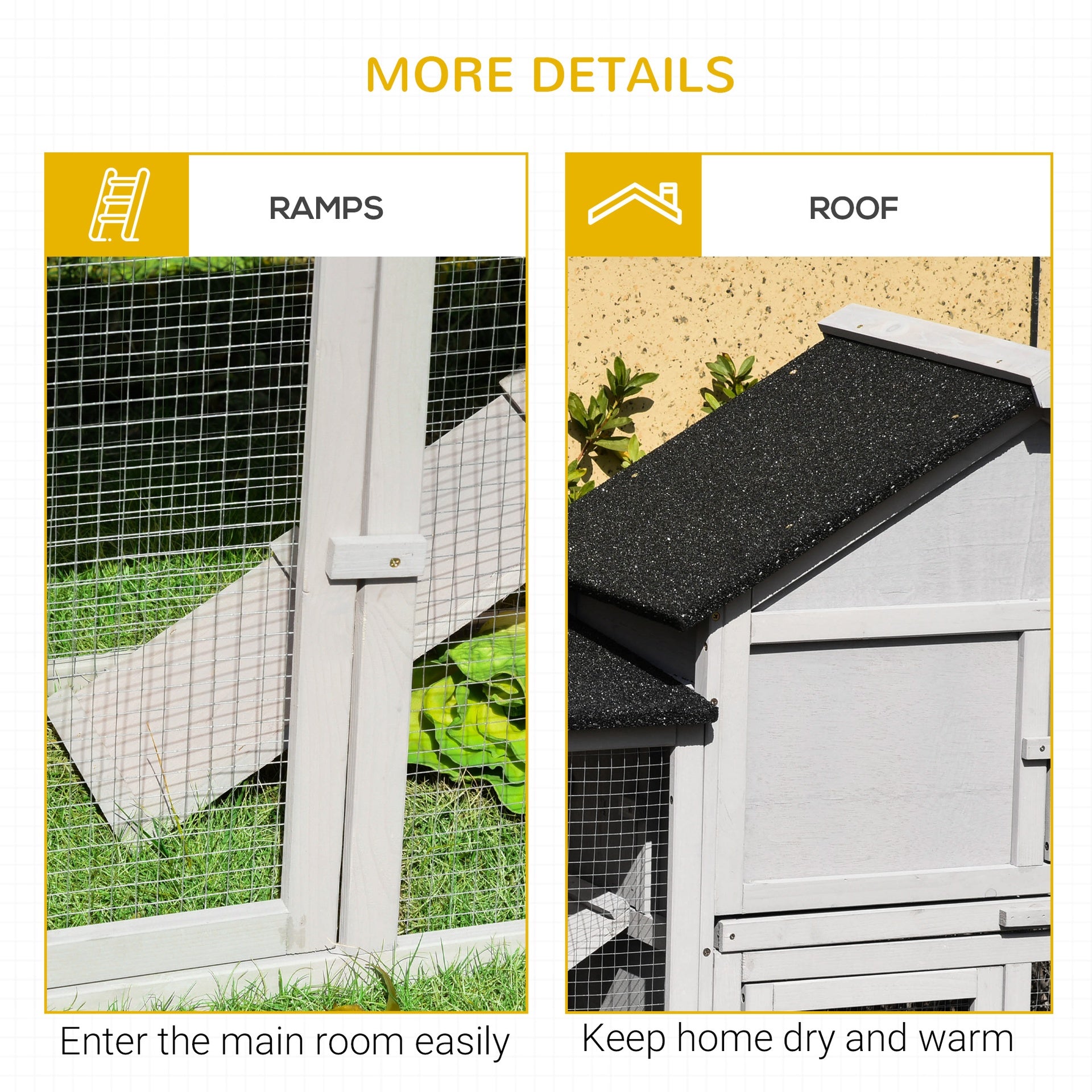 PawHut Outdoor Rabbit House 83" 2 Story Deluxe XL Wooden Rabbit Hutch Big Bunny Cage w/ Ladder and Run, Gray