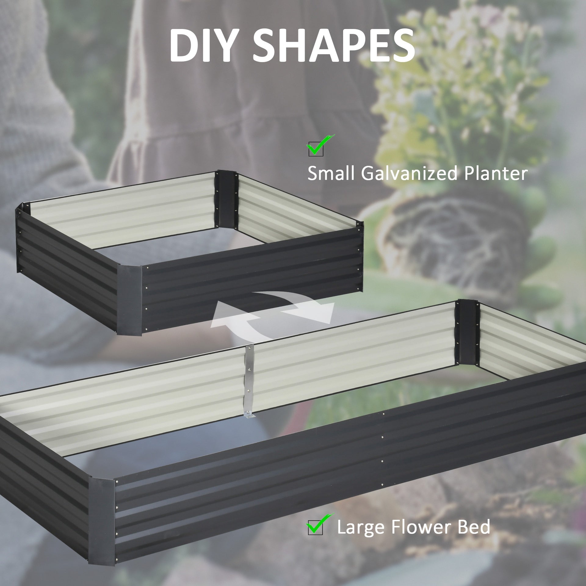 Outsunny 95" x 36" x 12" Galvanized Raised Garden Bed, Easy DIY and Cleaning for Growing Flowers, Herbs, Succulents, Gray