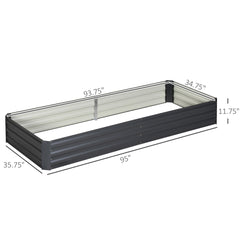 Outsunny 95" x 36" x 12" Galvanized Raised Garden Bed, Easy DIY and Cleaning for Growing Flowers, Herbs, Succulents, Gray