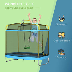 Qaba 3-in-1 Trampoline for Kids, 6.9' Kids Trampoline with Net, Light Blue