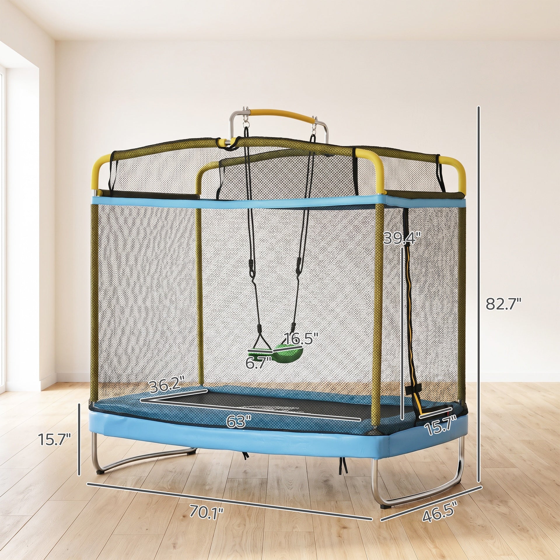 Qaba 3-in-1 Trampoline for Kids, 6.9' Kids Trampoline with Net, Light Blue
