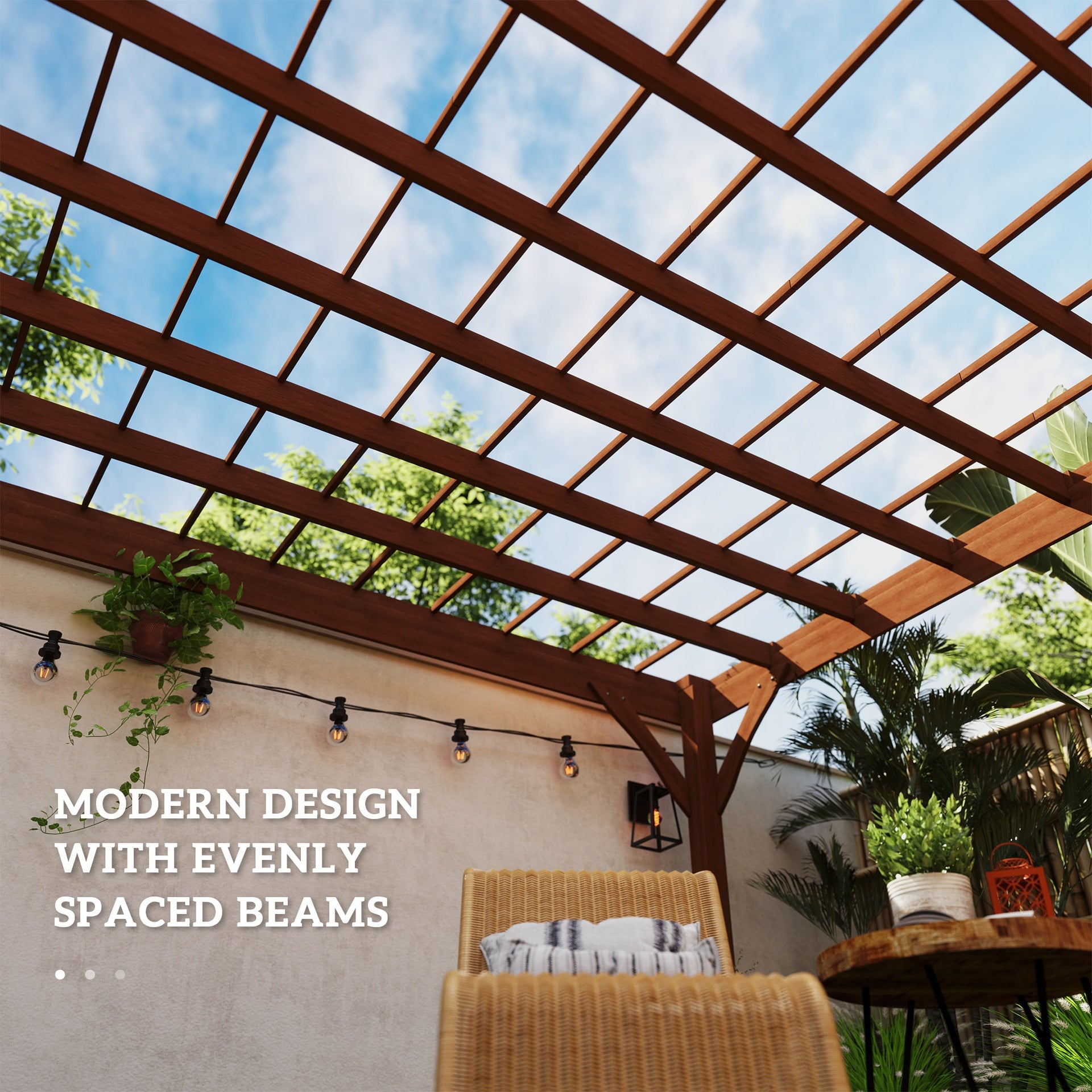 Outsunny 12' x 20' Outdoor Wooden Pergola, Grape Vine Gazebo with Concrete Anchors for Garden, Patio, Backyard, Deck, Brown