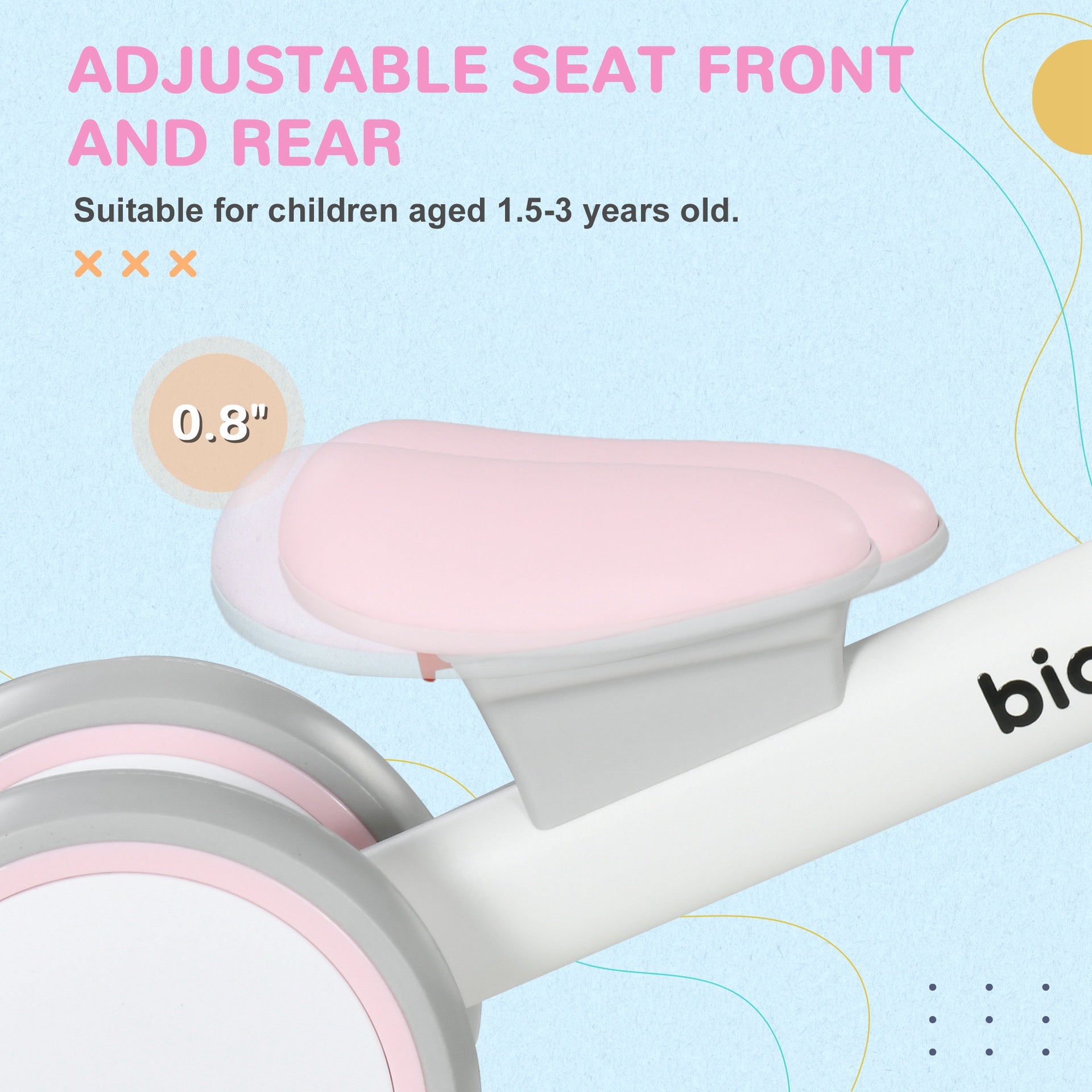 Qaba Balance Bike for Toddlers 1-3 Years with Adjustable Seat, Silent Wheels, No Pedal Bike, Pink