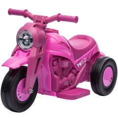 Qaba Ride On Motorcycle, 6V Ride on Bubble Car, 3 Wheeled Electric Motorcycle for Kids w/ LED Headlight, Music, Pink