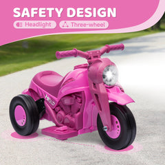 Qaba Ride On Motorcycle, 6V Ride on Bubble Car, 3 Wheeled Electric Motorcycle for Kids w/ LED Headlight, Music, Pink