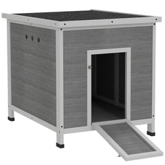 PawHut Wooden Duck Coop with Openable Roof, Removable Floor, Double Doors, Ramp, for 2-4 Ducks, Chickens, 25" x 32" x 30"
