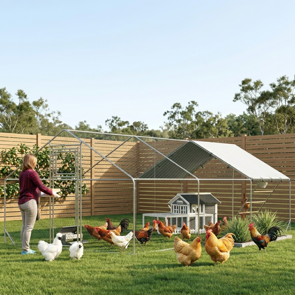 PawHut Wooden Chicken Coop with Run for 1-2 Chickens, 68" x 59" x 42"