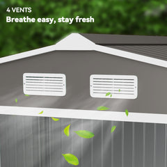 Outsunny Large Outdoor Storage Shed, 9x6 Garden Tool Shed for Patio, Garage, Lawn, Gray