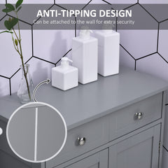 Kleankin Freestanding Bathroom Floor Cabinet, Wooden Bathroom Cabinet with 2 Doors, 2 Drawers and Adjustable Shelf, Gray