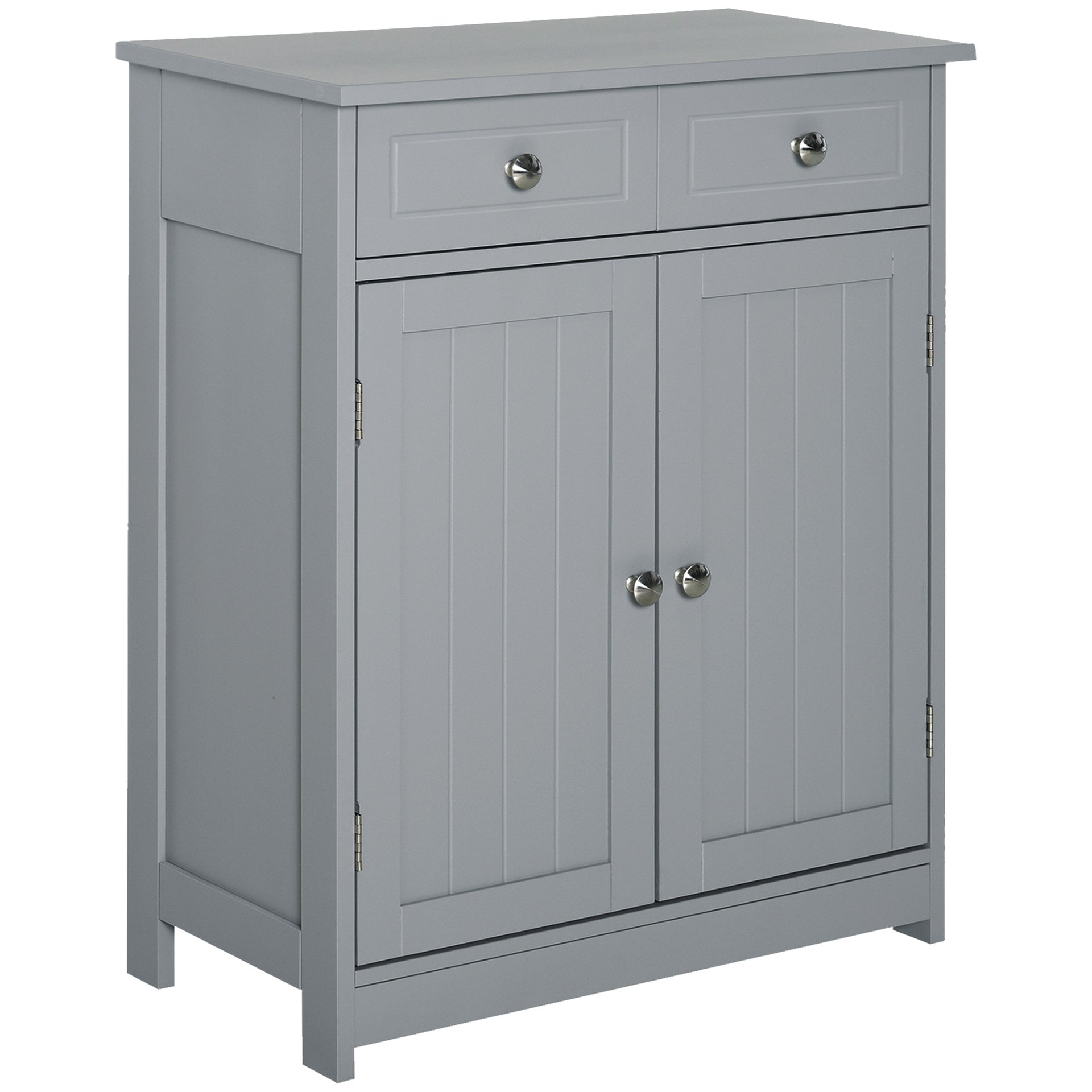 Kleankin Freestanding Bathroom Floor Cabinet, Wooden Bathroom Cabinet with 2 Doors, 2 Drawers and Adjustable Shelf, Gray