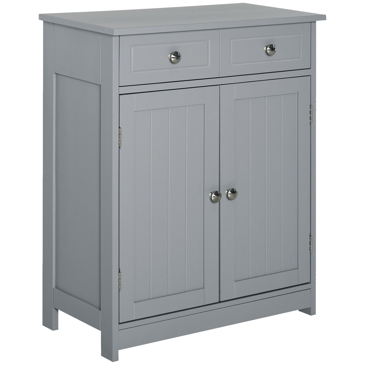 Kleankin Freestanding Bathroom Floor Cabinet, Wooden Bathroom Cabinet with 2 Doors, 2 Drawers and Adjustable Shelf, Gray