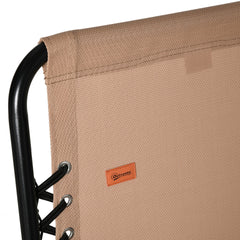 Outsunny Patio Folding Chair, Outdoor Bungee Sling Chair w/ Armrests, Portable Lawn Chair for Camping, Garden, Beige