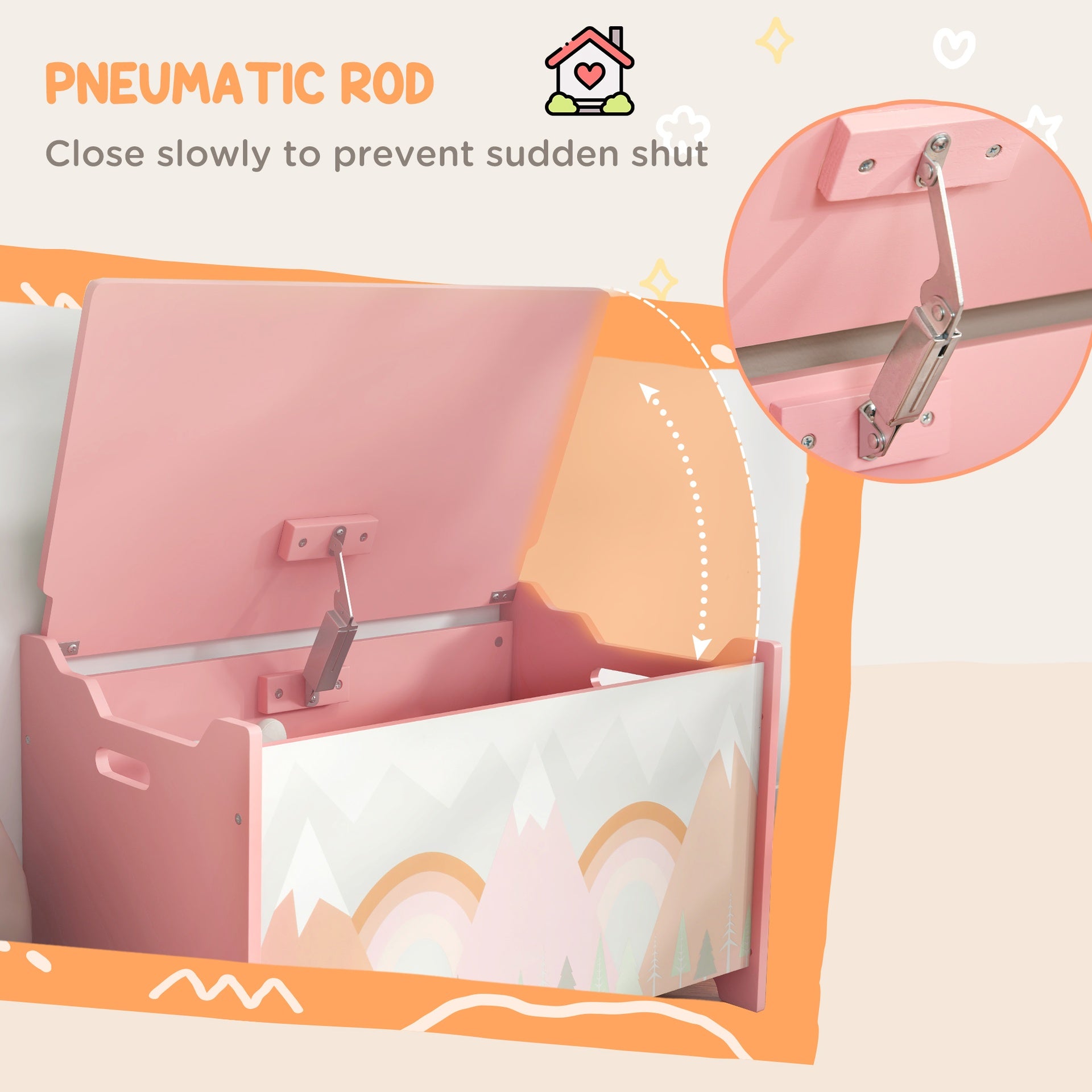 Qaba Storage Chest with Lid, Storage Box Organizer for Bedroom, Pink