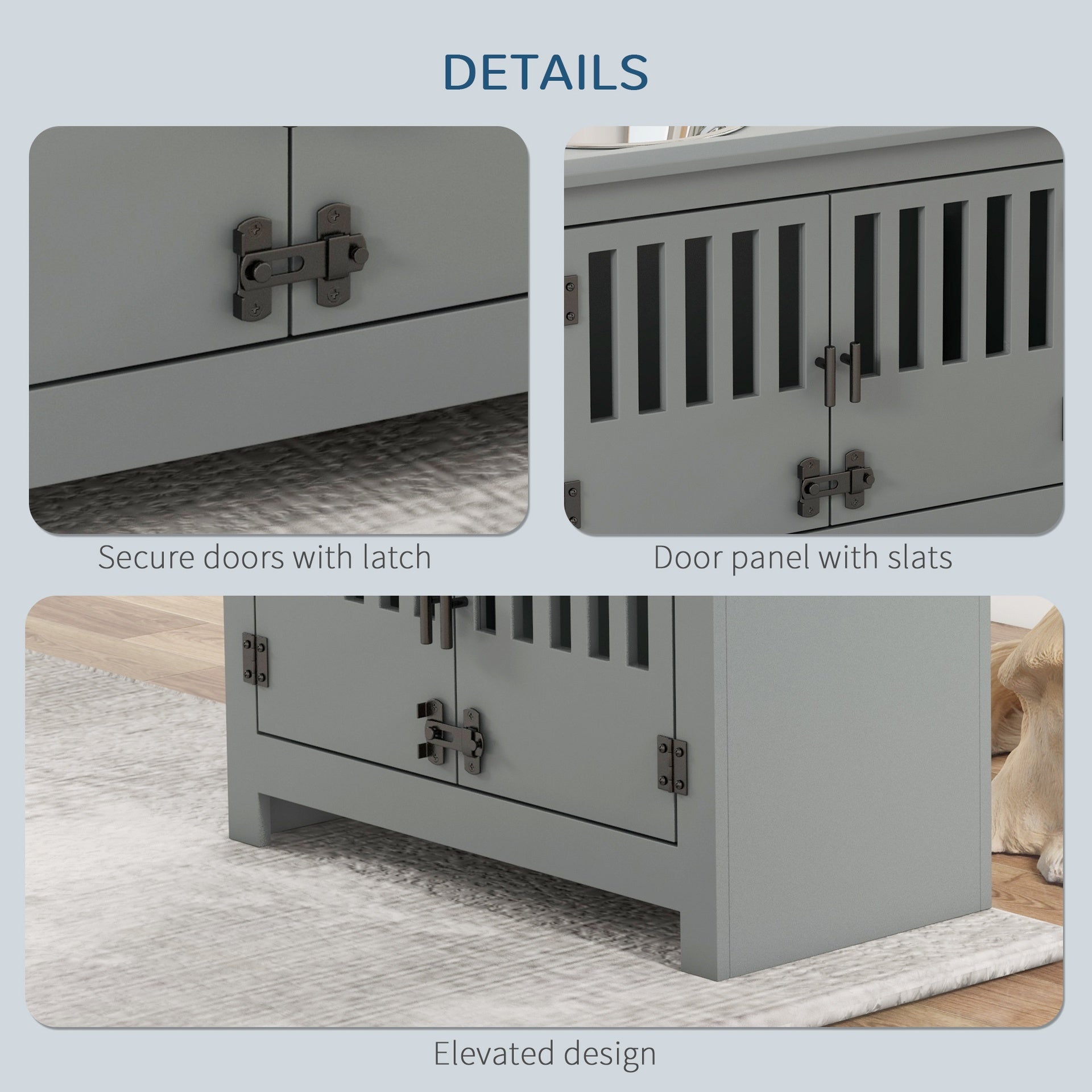 PawHut Dog Food Storage Cabinet with Bowls & Dog Feeding Station, Gray