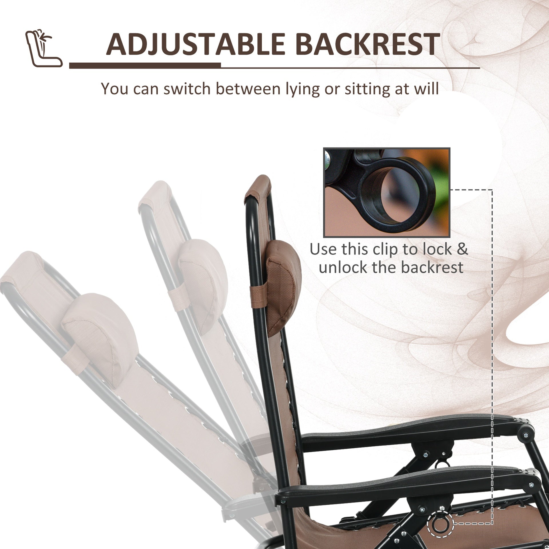 Outsunny 2 Outdoor Rocking Chairs Foldable Reclining Zero Gravity Lounge Rockers w/ Pillow Cup & Phone Holder, Brown