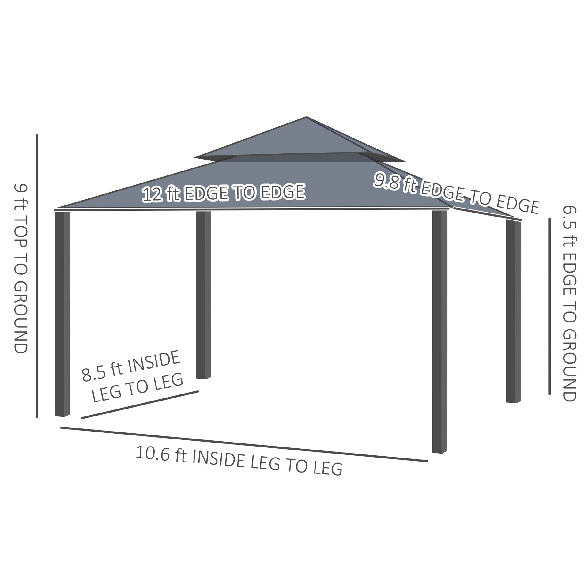 Outsunny 10' x 12' Double Roof Patio Gazebo Canopy, Outdoor Gazebo Shelter with Netting & Curtains, for Garden, Lawn and Deck