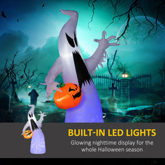 HOMCOM 5.9' Halloween LED Yard Decor Ghost with Pumpkin, Blow Up Inflatable Outdoor Decoration, Waterproof