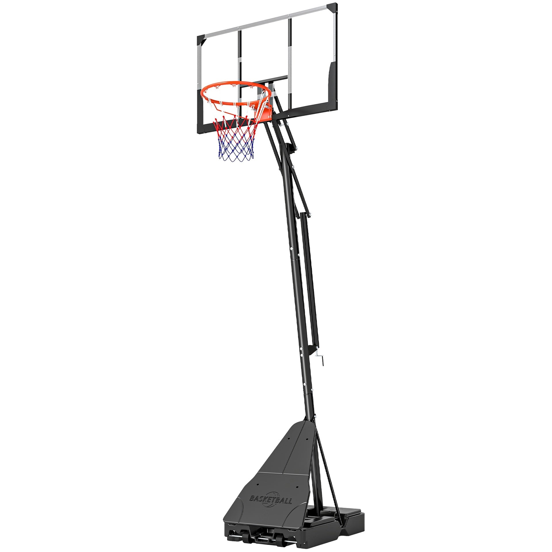 Soozier Portable Basketball Hoop Outdoor, 8-10ft Adjustable Basketball Goal, 47 Inch Shatterproof Backboard, Hand-Crank Lift