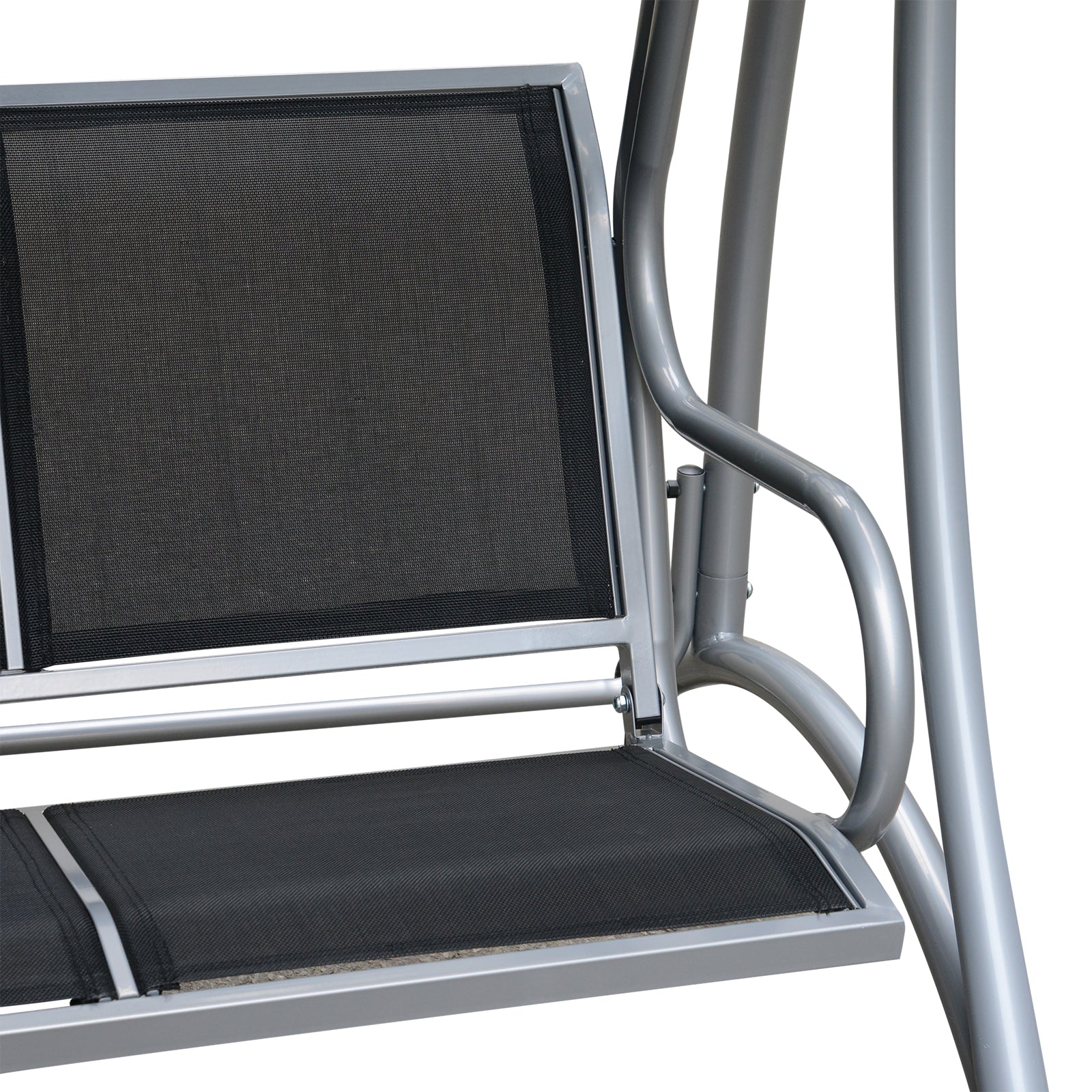 Outsunny 3-Seat Outdoor Porch Swing Chair, Patio Swing Glider with Adjustable Canopy, Breathable Seat, and Steel Frame for Garden, Poolside, Backyard, Black