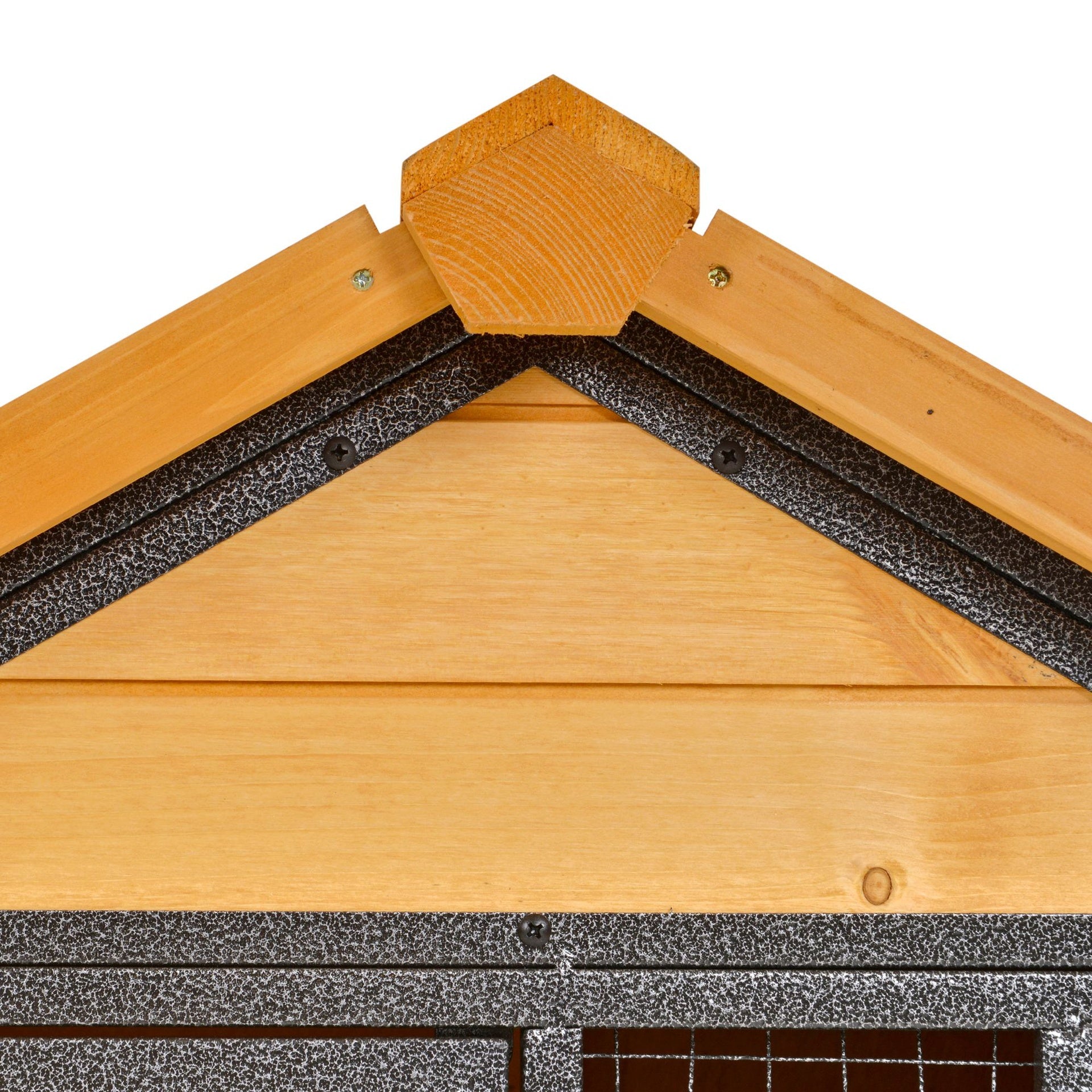 PawHut Outdoor Rabbit Cage Elevated Pet House w/ Slide-Out Tray, Natural Wood & Black