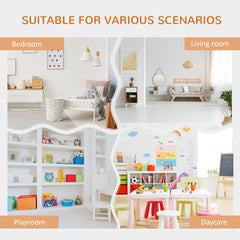 HOMCOM 6-Cubby Kids Bookcase with Reading Nook and Cushion, Multi-Purpose Storage Organizer for Bedroom, Living Room, Pure White