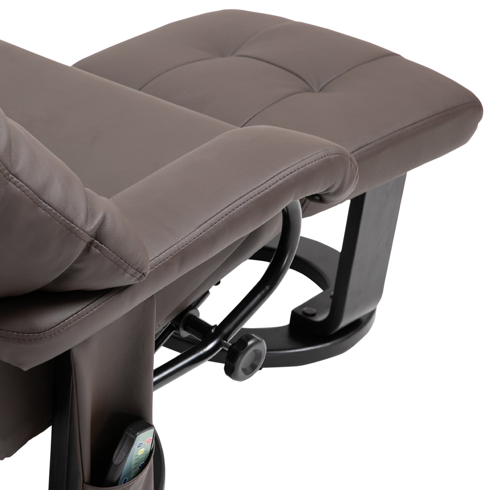 HOMCOM Recliner with Ottoman Footrest, Recliner Chair with Vibration Massage, Faux Leather and Swivel Wood Base for Living Room and Bedroom, Brown