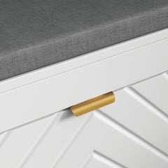 HOMCOM Narrow Storage Bench, Upholstered Entry Way Bench, Shoe Rack Bench with 2 Flip Drawers, 2 Vents for 8 Pairs of Shoes