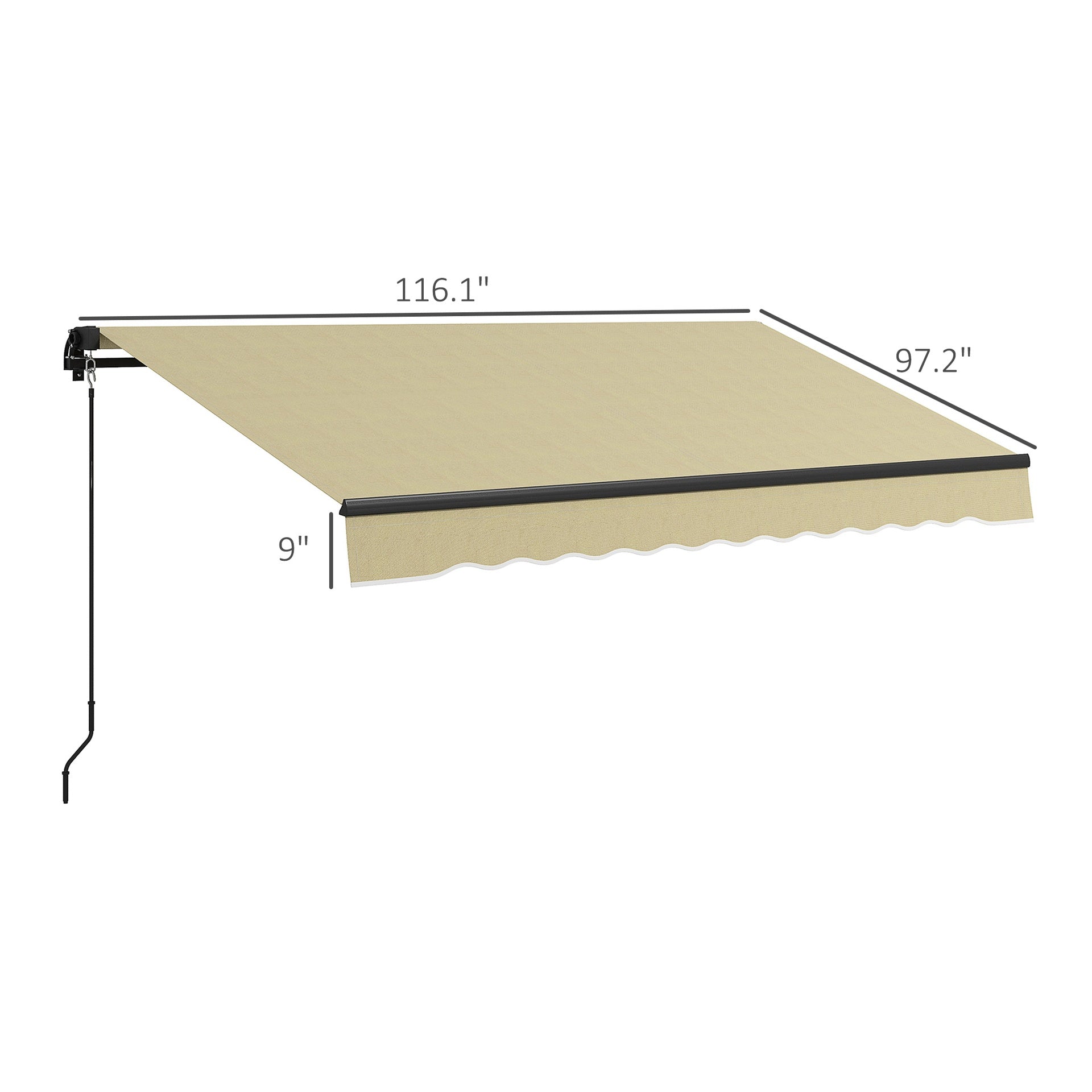 Outsunny 10' x 8' Retractable Awning, 280gsm UV Resistant Sunshade Shelter for Deck, Balcony, Yard, Beige