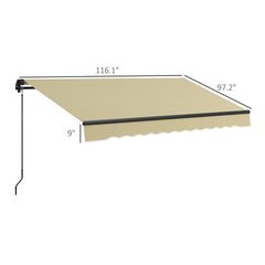 Outsunny 10' x 8' Retractable Awning, 280gsm UV Resistant Sunshade Shelter for Deck, Balcony, Yard, Beige