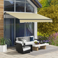 Outsunny 10' x 8' Retractable Awning, 280gsm UV Resistant Sunshade Shelter for Deck, Balcony, Yard, Beige