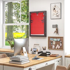 HOMCOM 23.5" x 31.5" UV-Resistant Sports Jersey Frame Display Case, Brown