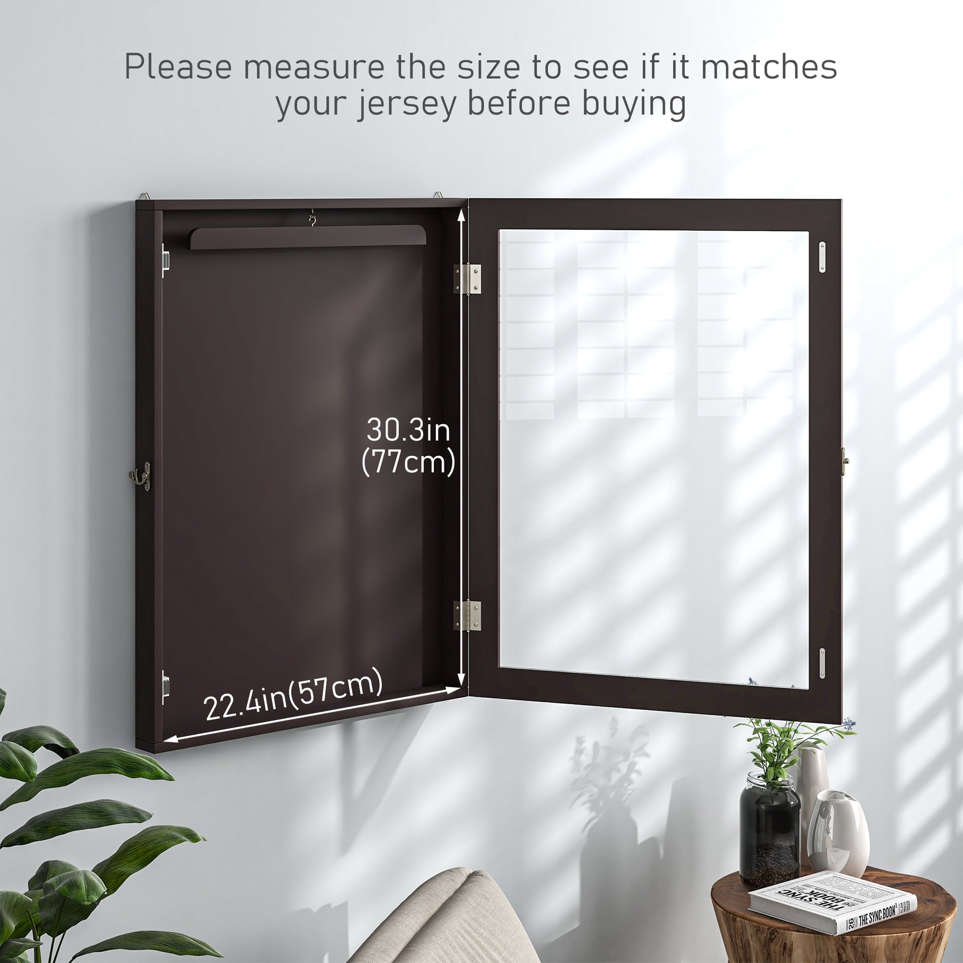 HOMCOM 23.5" x 31.5" UV-Resistant Sports Jersey Frame Display Case, Brown