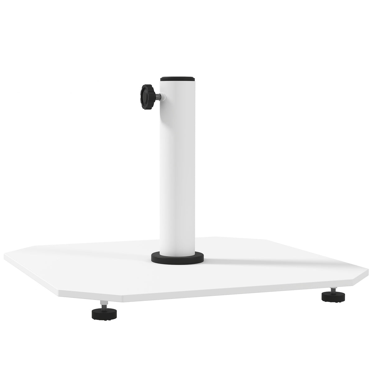 Outsunny Square Patio Umbrella Base, 41 lbs Metal Umbrella Stand Base with Adjustable Foot Pads, Heavy Duty Patio Umbrella Holder for 1.3"/1.5"/1.9" Umbrella Poles for Outdoor, Lawn, Poolside, White