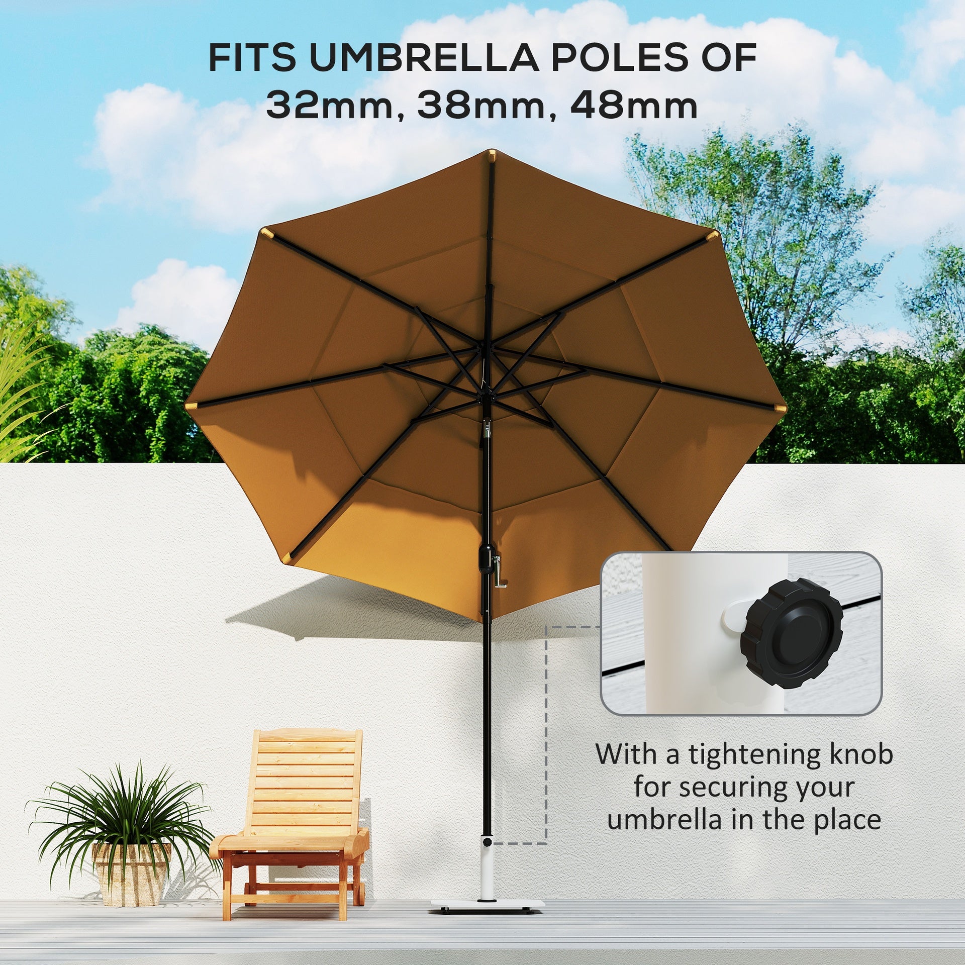 Outsunny Square Patio Umbrella Base, 41 lbs Metal Umbrella Stand Base with Adjustable Foot Pads, Heavy Duty Patio Umbrella Holder for 1.3"/1.5"/1.9" Umbrella Poles for Outdoor, Lawn, Poolside, White